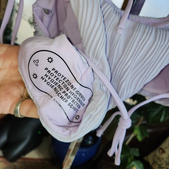 BRAND NEW! Shirred Ribbed Bikini Tie Bikini Set, Lilac Purple XL - Picture 9 of 12